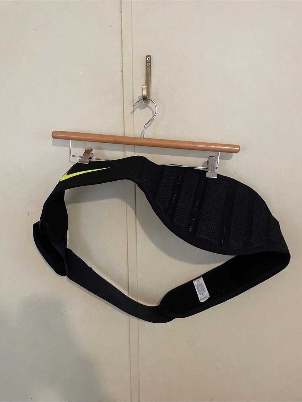 Nike Black Lumbar Belt with Neon Yellow Swoosh